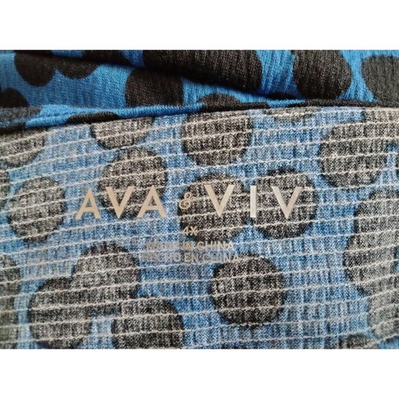 Ava & Viv Womens Plus Size 4X Blue Black Polka Dot Long Sleeve Blouse Bow Detail - Picture 8 of 9